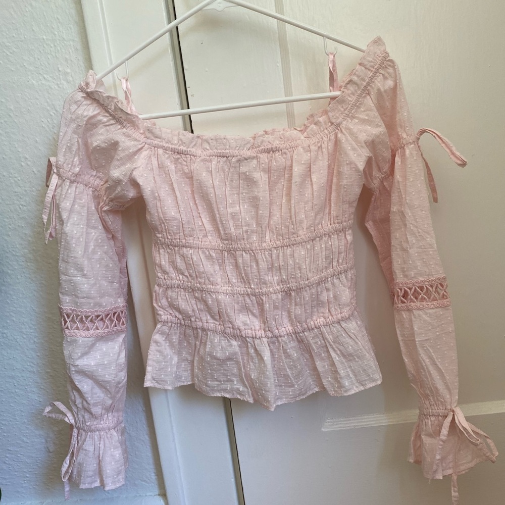 Majorelle pink peasant top